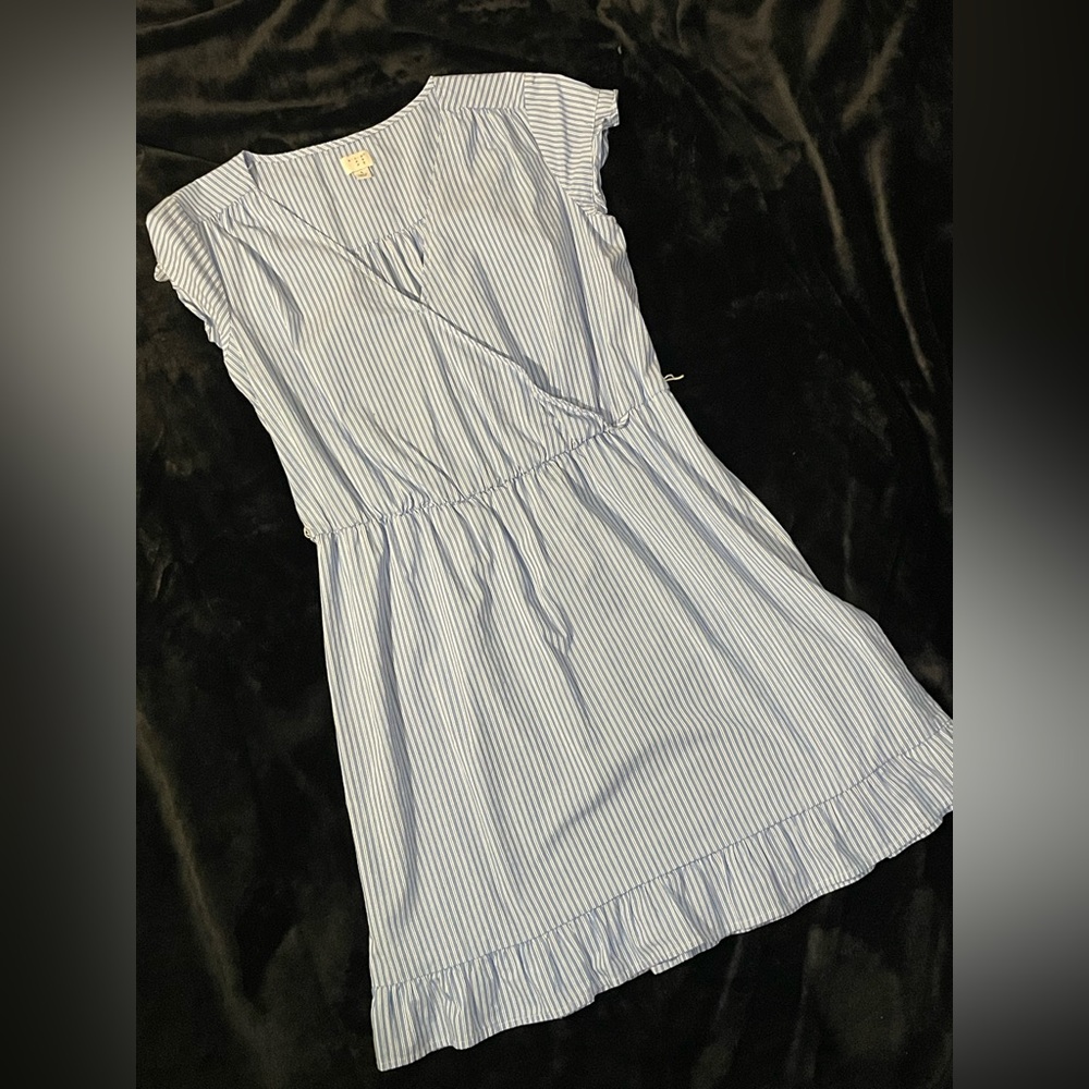 White and blue stripe dress